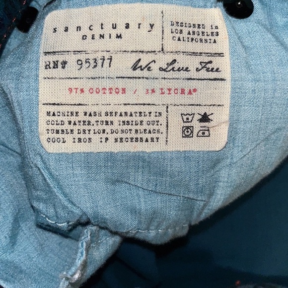 Sanctuary size 32 The Charmer aqua green paisley print jeans true to size - Picture 11 of 16